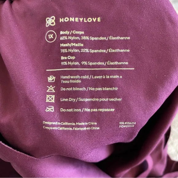 Honeylove Liftwear Cami Camisole Compression Tank Top Fig Maroon Shapewear: 1X