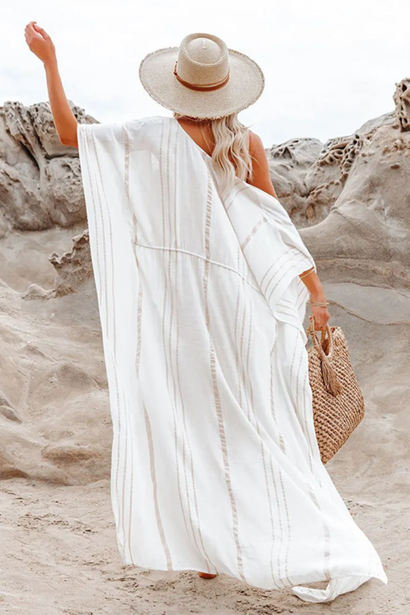HSZ1052 Striped Open-Front Kimono Cover-Up