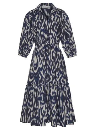 Hutton Dress (Ikat Navy)