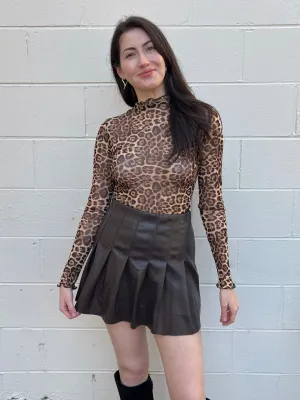 In A Trance Mesh Long Sleeve Leopard Top