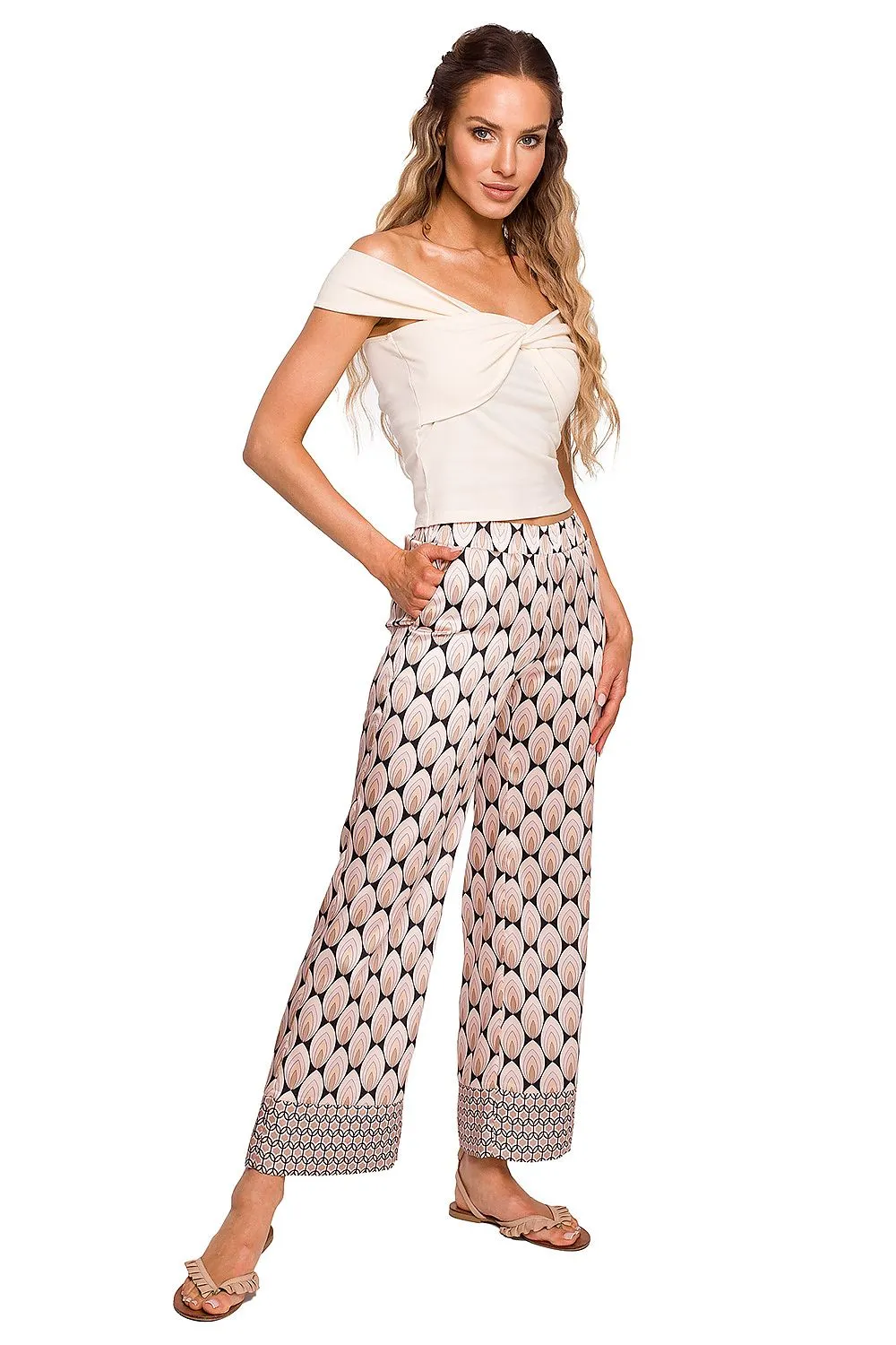 Interlaced Shoulder-Neck Cotton Blouse