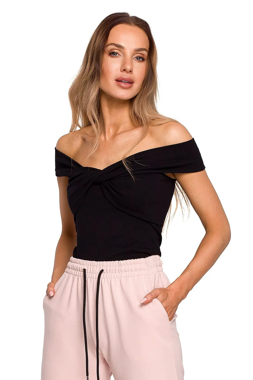 Interlaced Shoulder-Neck Cotton Blouse