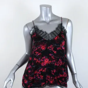 IRO Camisole Dasher Black Lace-Trim Floral Print Viscose Size 32 Tank Top