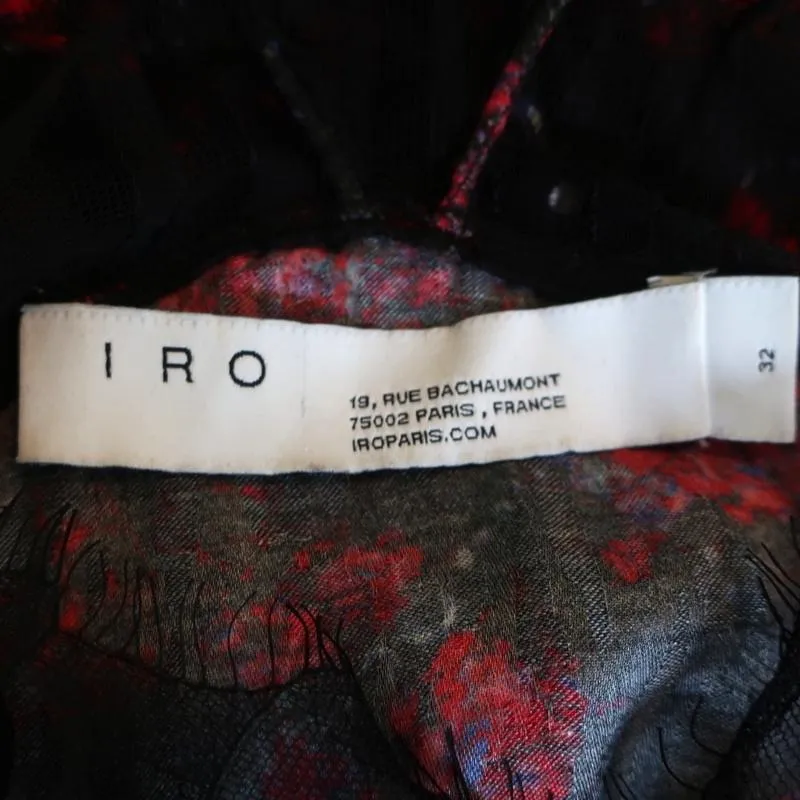 IRO Camisole Dasher Black Lace-Trim Floral Print Viscose Size 32 Tank Top