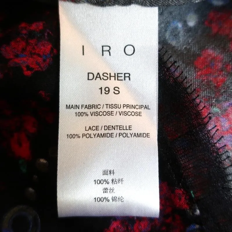 IRO Camisole Dasher Black Lace-Trim Floral Print Viscose Size 32 Tank Top