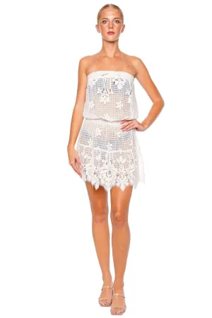 Isla White Lace Strapless Mini Dress