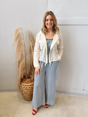 Ivory Eyelet Sheer Jacket