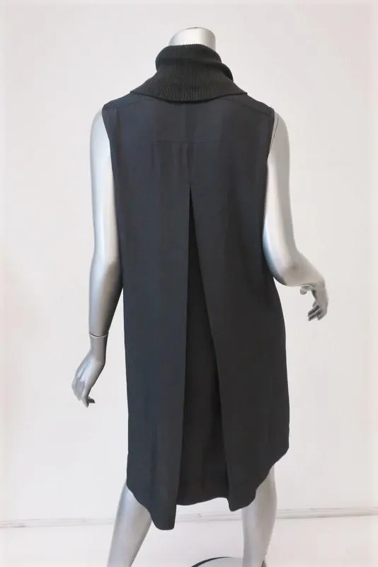 James Perse Surplus Woven Rib Dress Dark Gray Size 2 Sleeveless Turtleneck