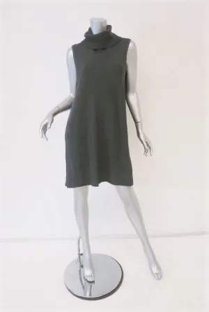 James Perse Surplus Woven Rib Dress Dark Gray Size 2 Sleeveless Turtleneck