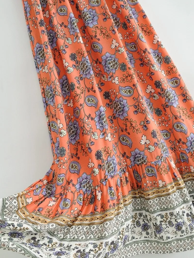 JASMINE Boho Floral Sleeveless Cotton Maxi Dress