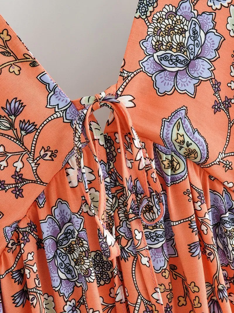 JASMINE Boho Floral Sleeveless Cotton Maxi Dress