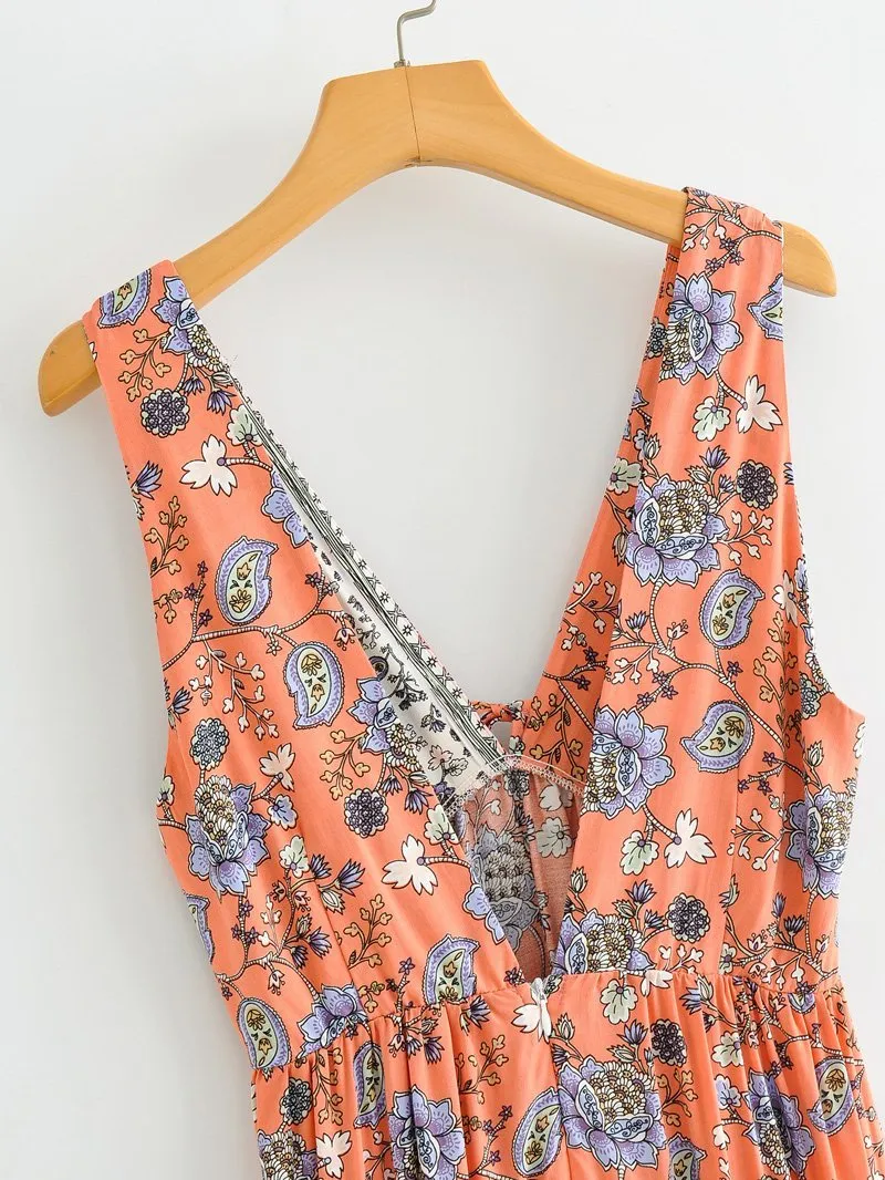 JASMINE Boho Floral Sleeveless Cotton Maxi Dress