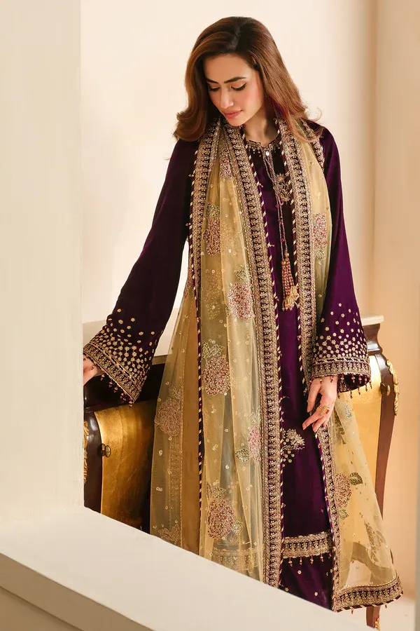 Jazmine Luxury Embroidered Unstitched Velvet Formal VF-2032