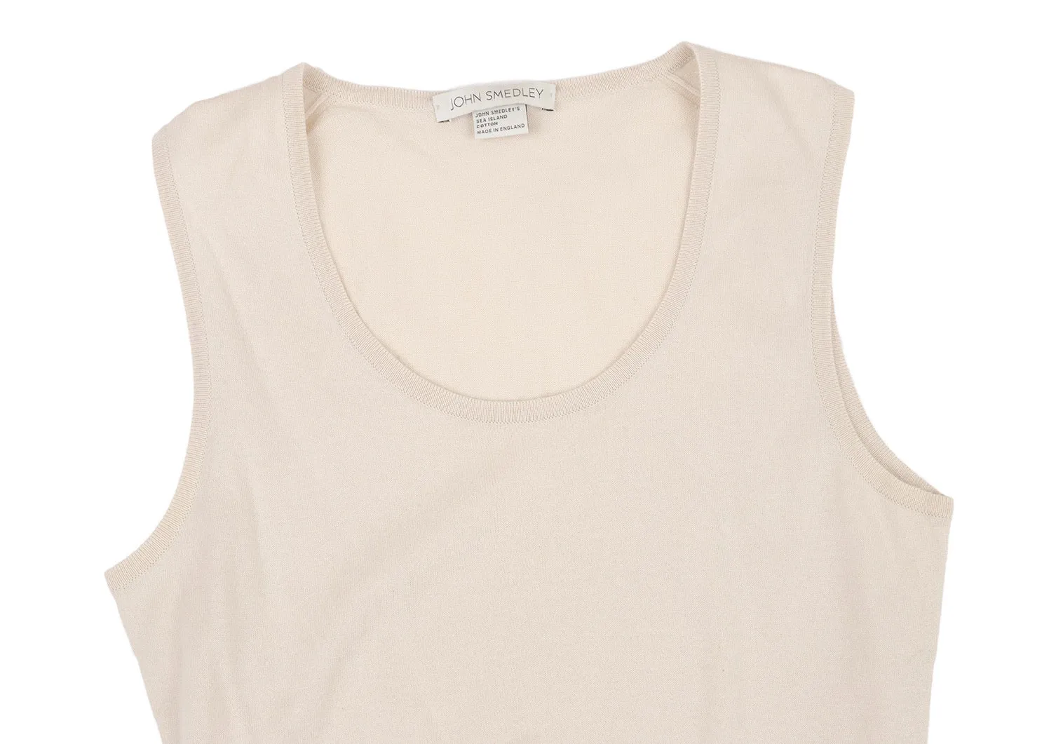 JOHN SMEDLEY LONDON. Beige Cotton Knit Sleeveless Shirt