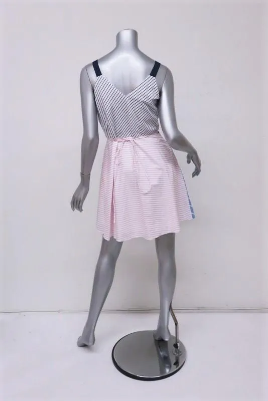 Joie Wrap Dress Editha Mixed-Stripe Cotton Size Small Sleeveless V-Neck Mini