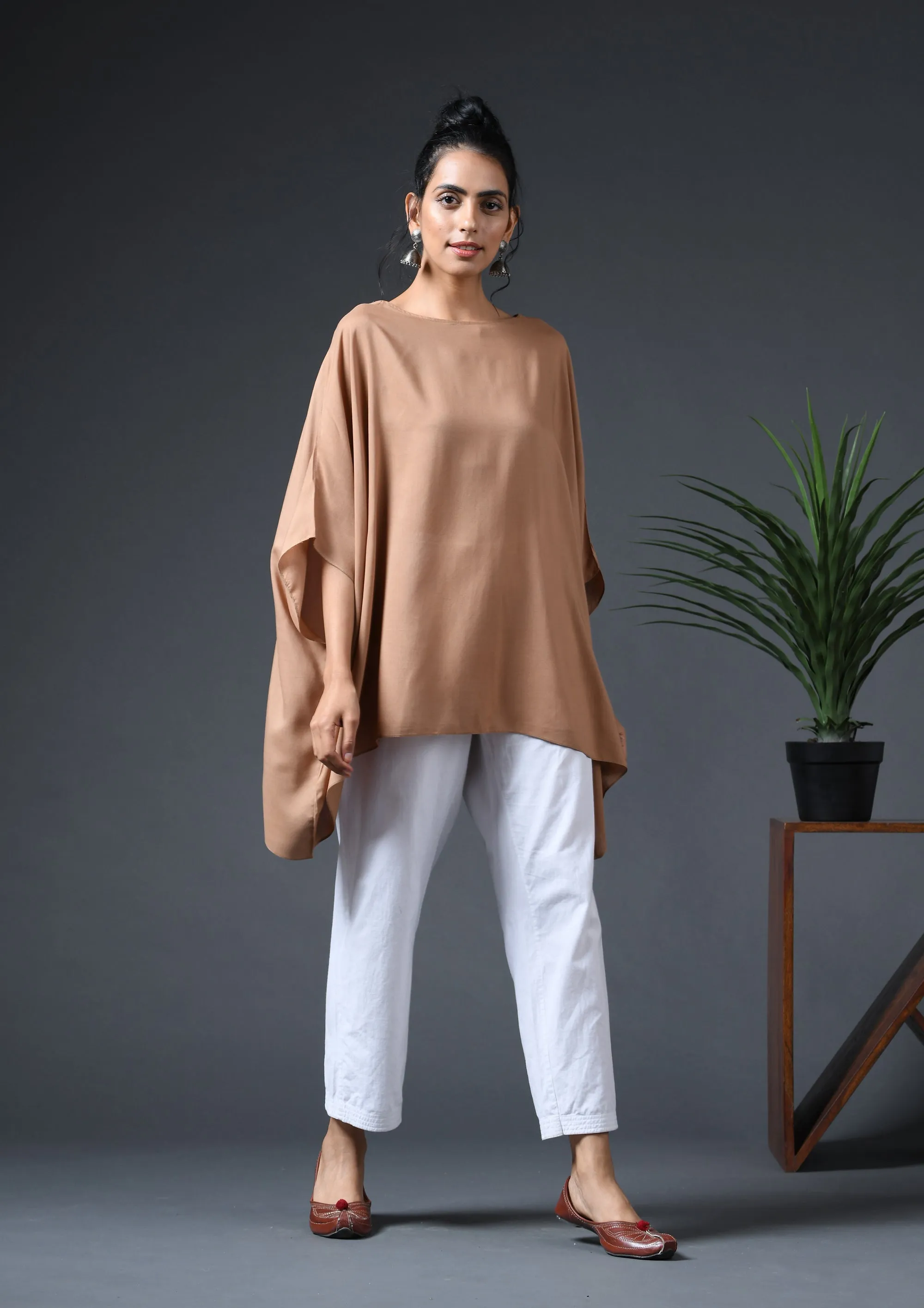 KAFTAN TOP-BROWN