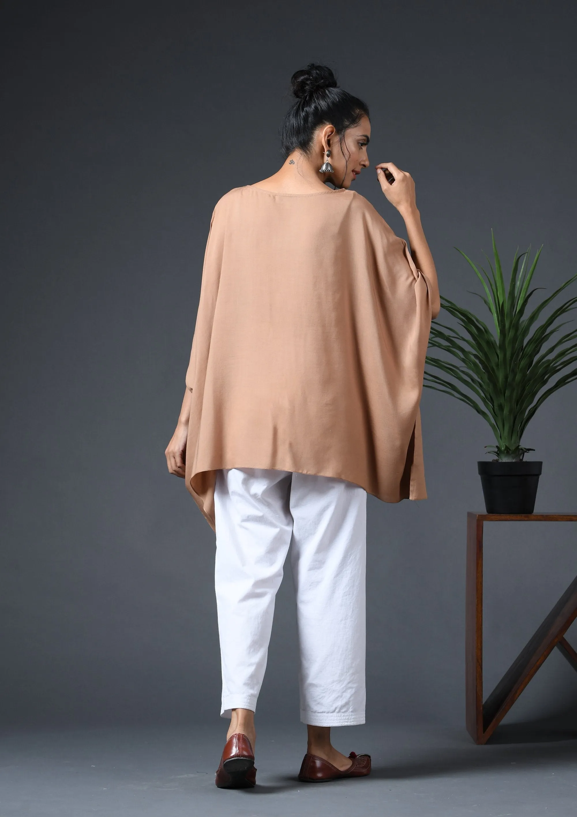 KAFTAN TOP-BROWN