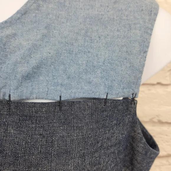 Kate Spade SATURDAY Blue Sleeveless V-Neck Saturday Dress Back Zip Size XL