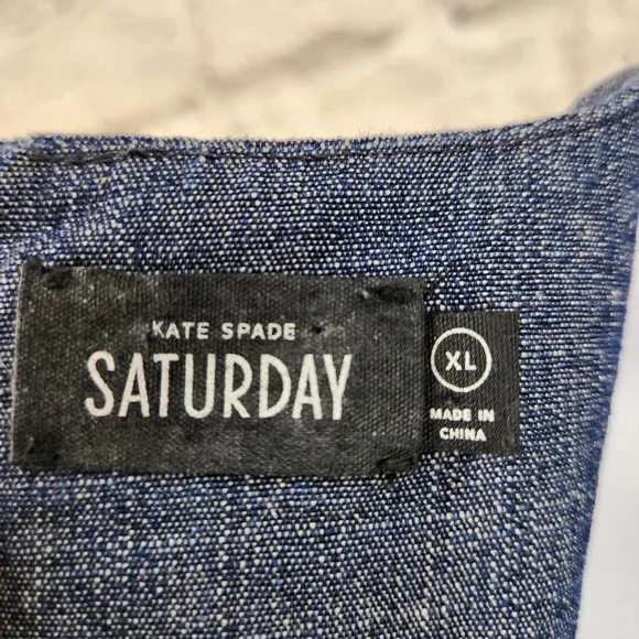 Kate Spade SATURDAY Blue Sleeveless V-Neck Saturday Dress Back Zip Size XL