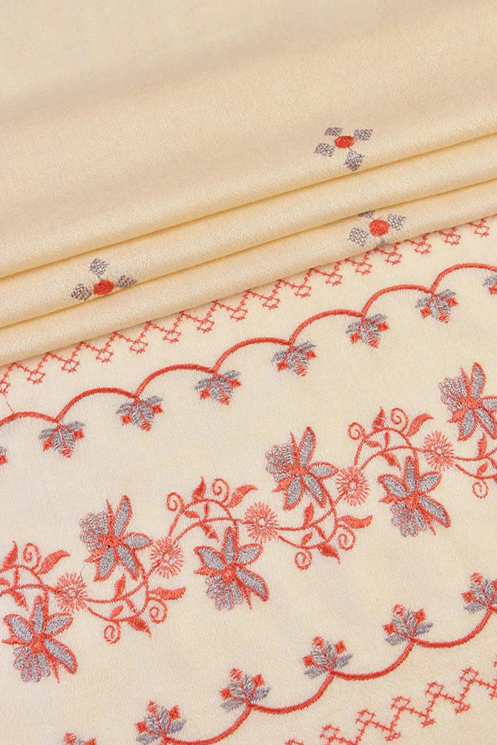 KHAS STORES - Embroidered Shawl-1 Off White