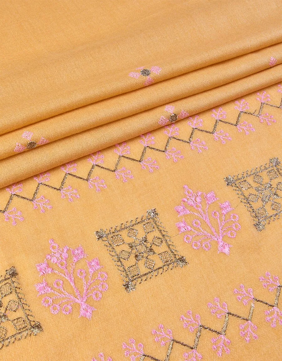 KHAS STORES - Embroidered Shawl-10 Yellow