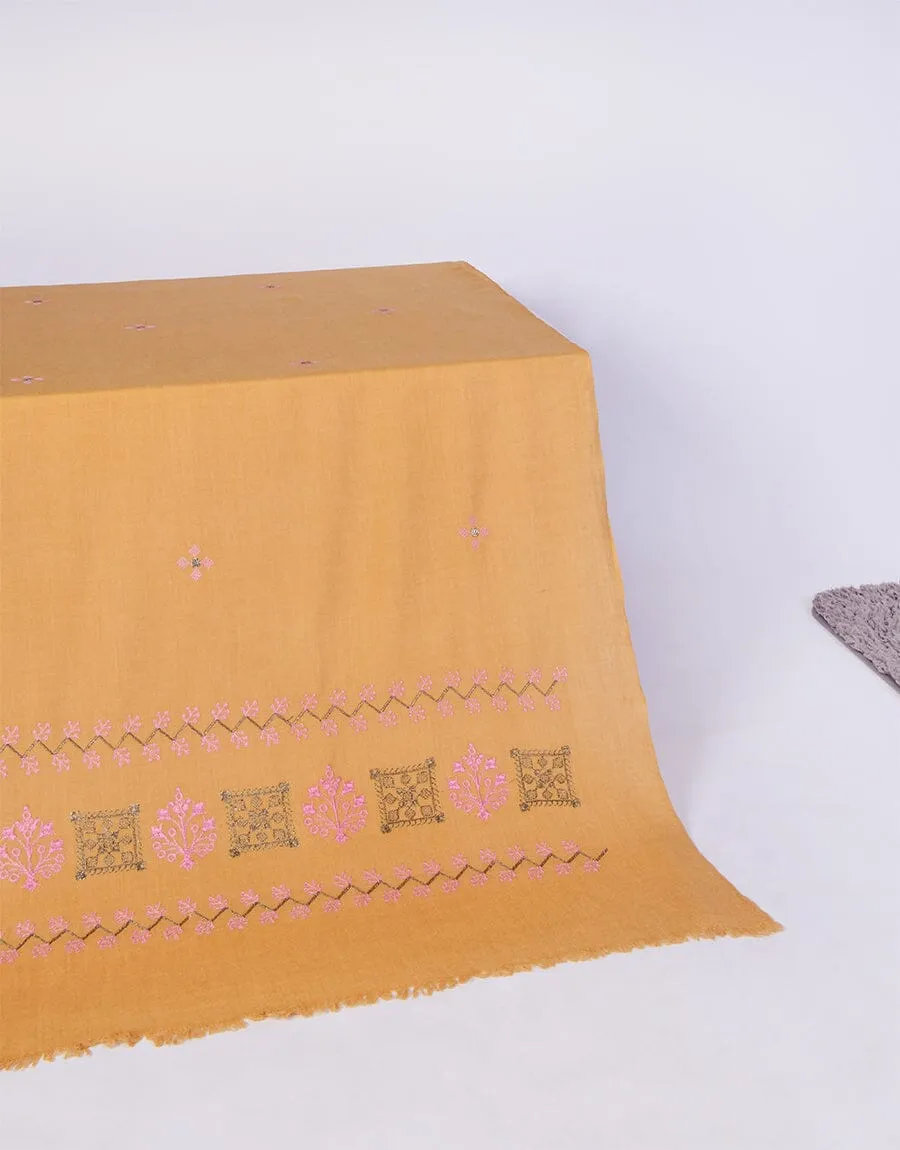 KHAS STORES - Embroidered Shawl-10 Yellow