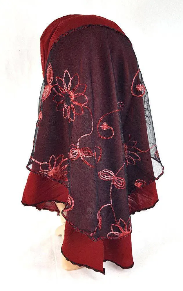 Lace Crystal Hemp Muslim Girl Amira Hijab Islamic Scarf Shawls Perfect Teenagers
