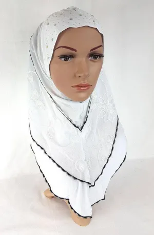 Lace Crystal Hemp Muslim Girl Amira Hijab Islamic Scarf Shawls Perfect Teenagers