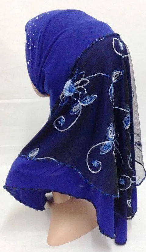 Lace Crystal Hemp Muslim Girl Amira Hijab Islamic Scarf Shawls Perfect Teenagers
