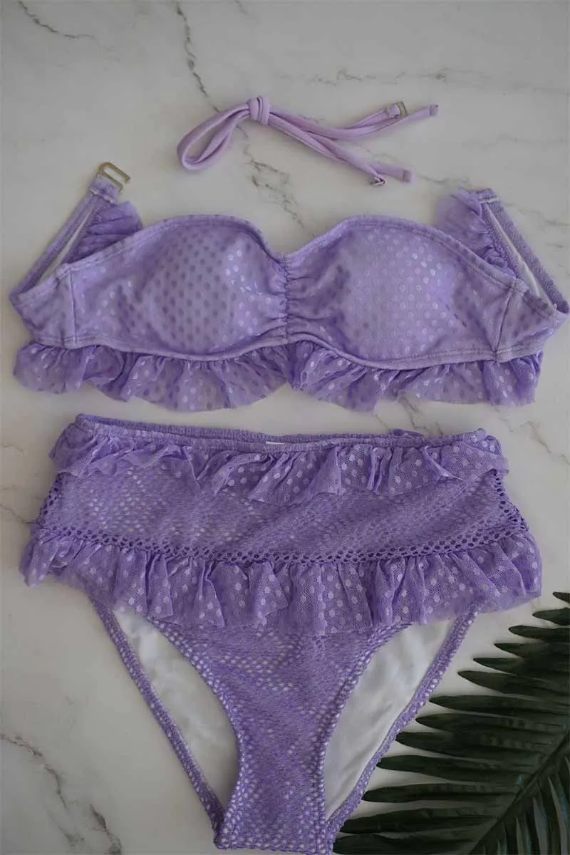 Lace Mesh High Waist Bikini Swimwear(3 colors)