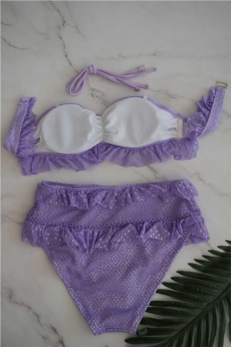 Lace Mesh High Waist Bikini Swimwear(3 colors)