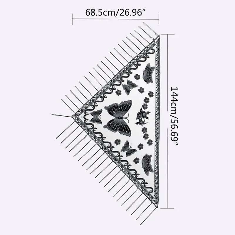 Lace Triangle Scarf Formal Shawls And Wrap For Evening Dresses Butterfly Embroidered Shawl Sheer Shawl With Fringe