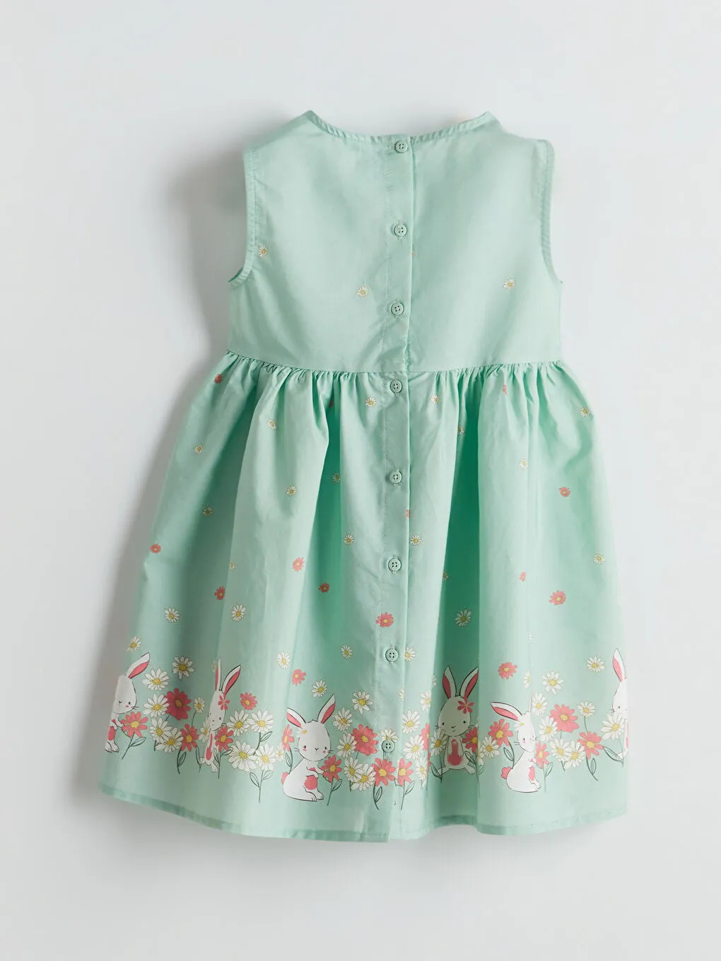 LCW Kids Green Crew Neck Girls Poplin Dress