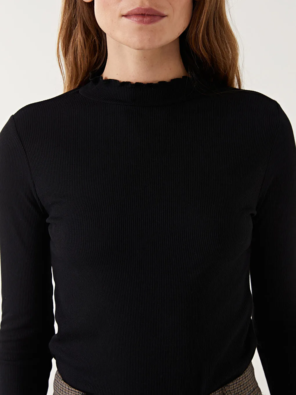 LCW Modest Ecru Stand Collar Women Bodysuit