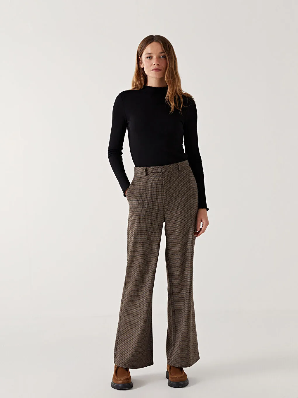 LCW Modest Ecru Stand Collar Women Bodysuit