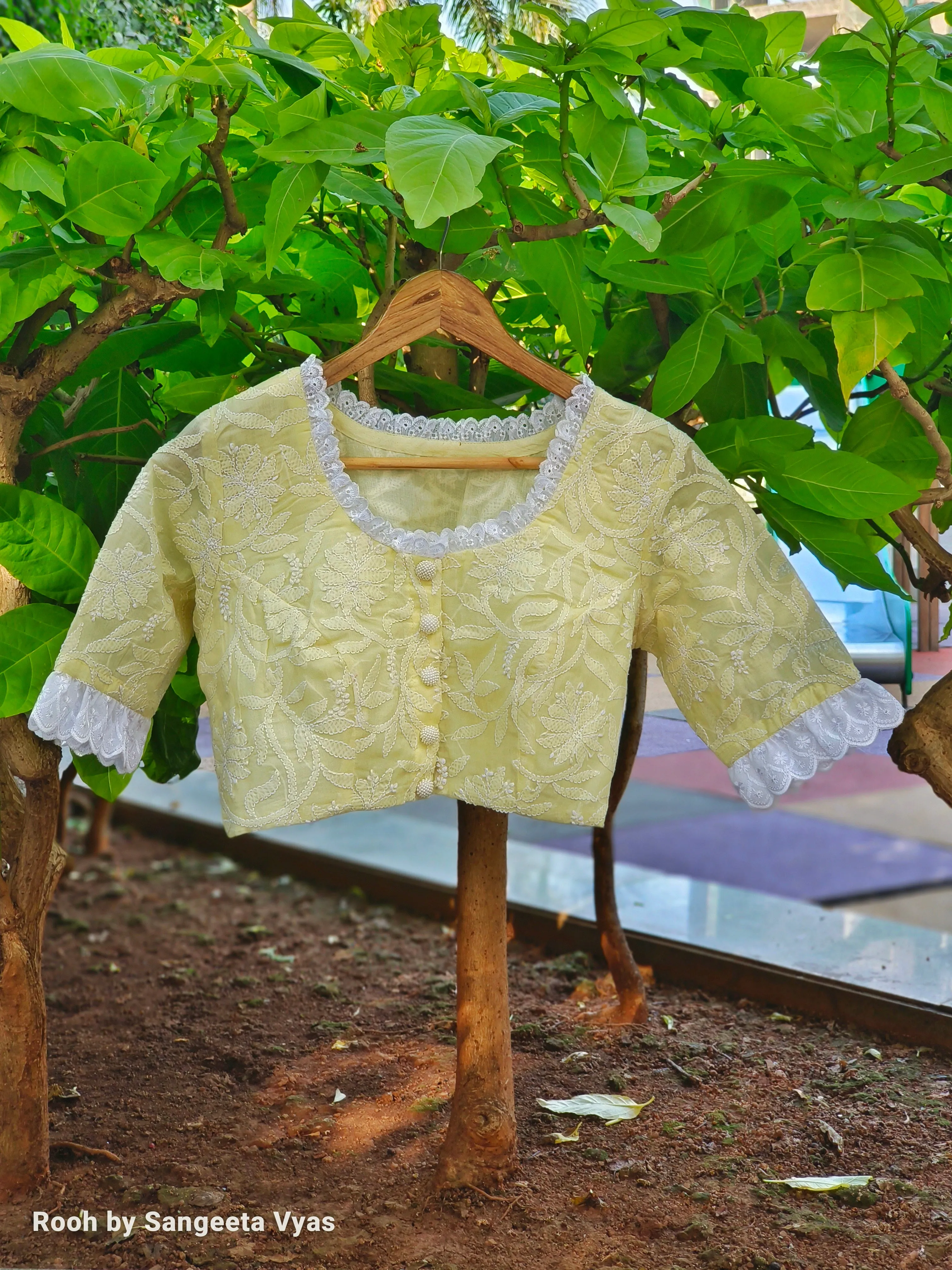 Lemon Cotton Chikankari Blouse