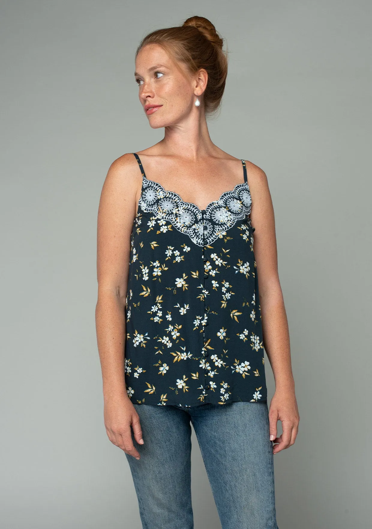 Lena Button Front Lace Camisole