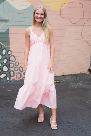 Lena Pintuck Detail Maxi Dress, Light Pink