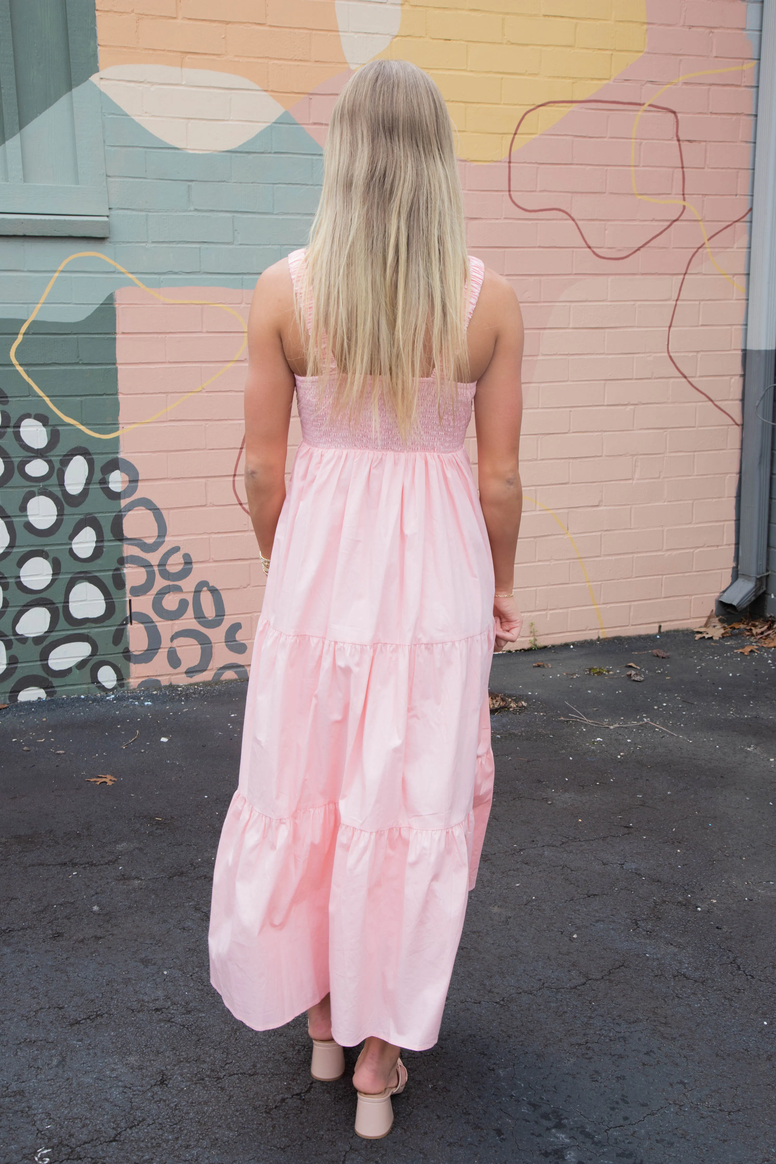 Lena Pintuck Detail Maxi Dress, Light Pink