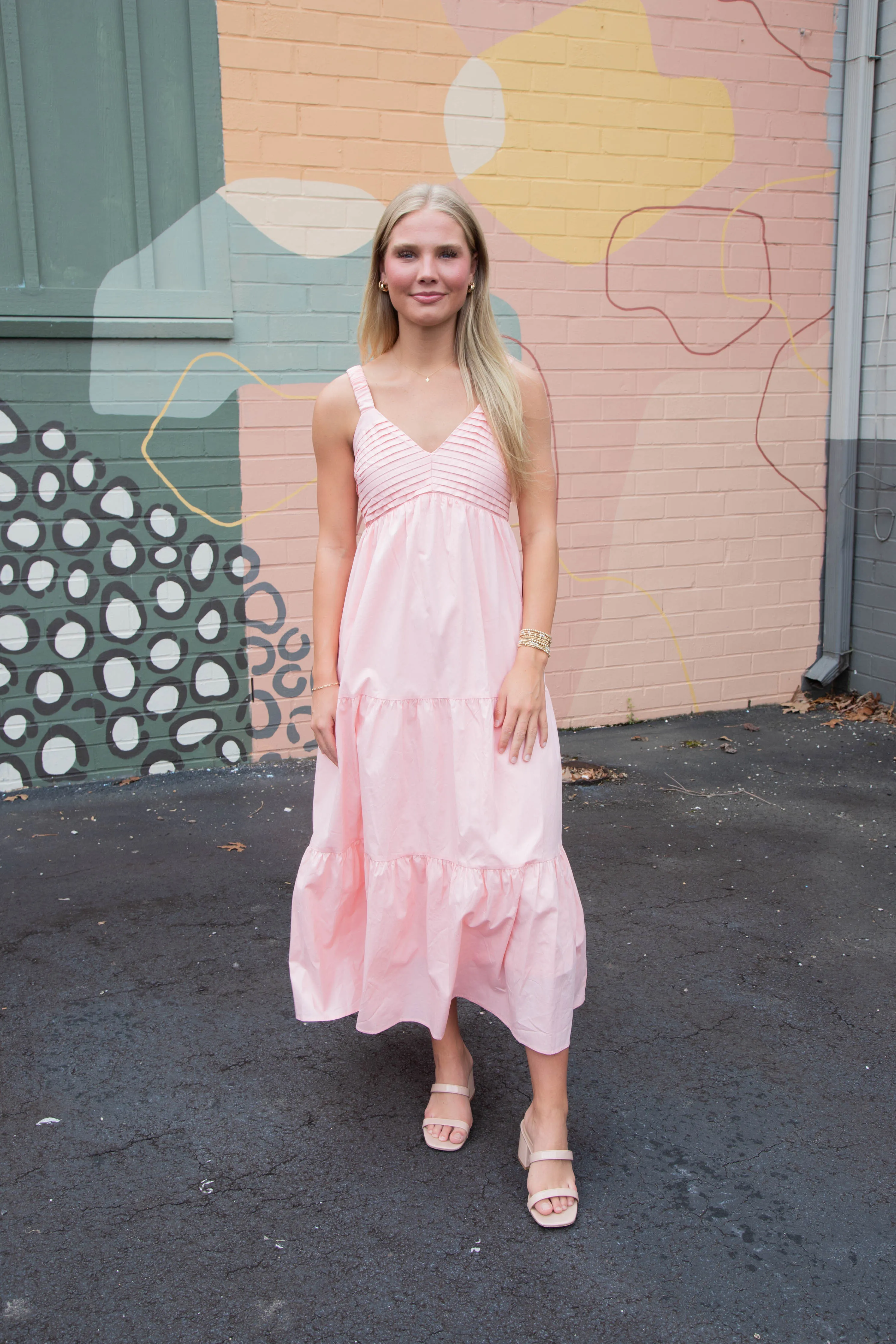Lena Pintuck Detail Maxi Dress, Light Pink