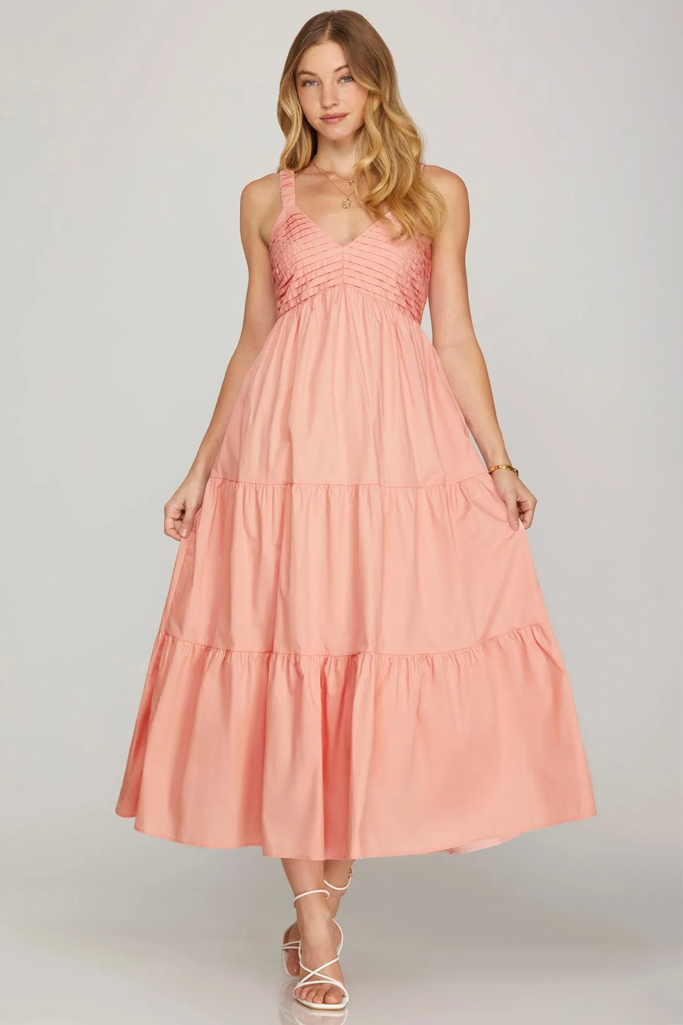 Lena Pintuck Detail Maxi Dress, Light Pink