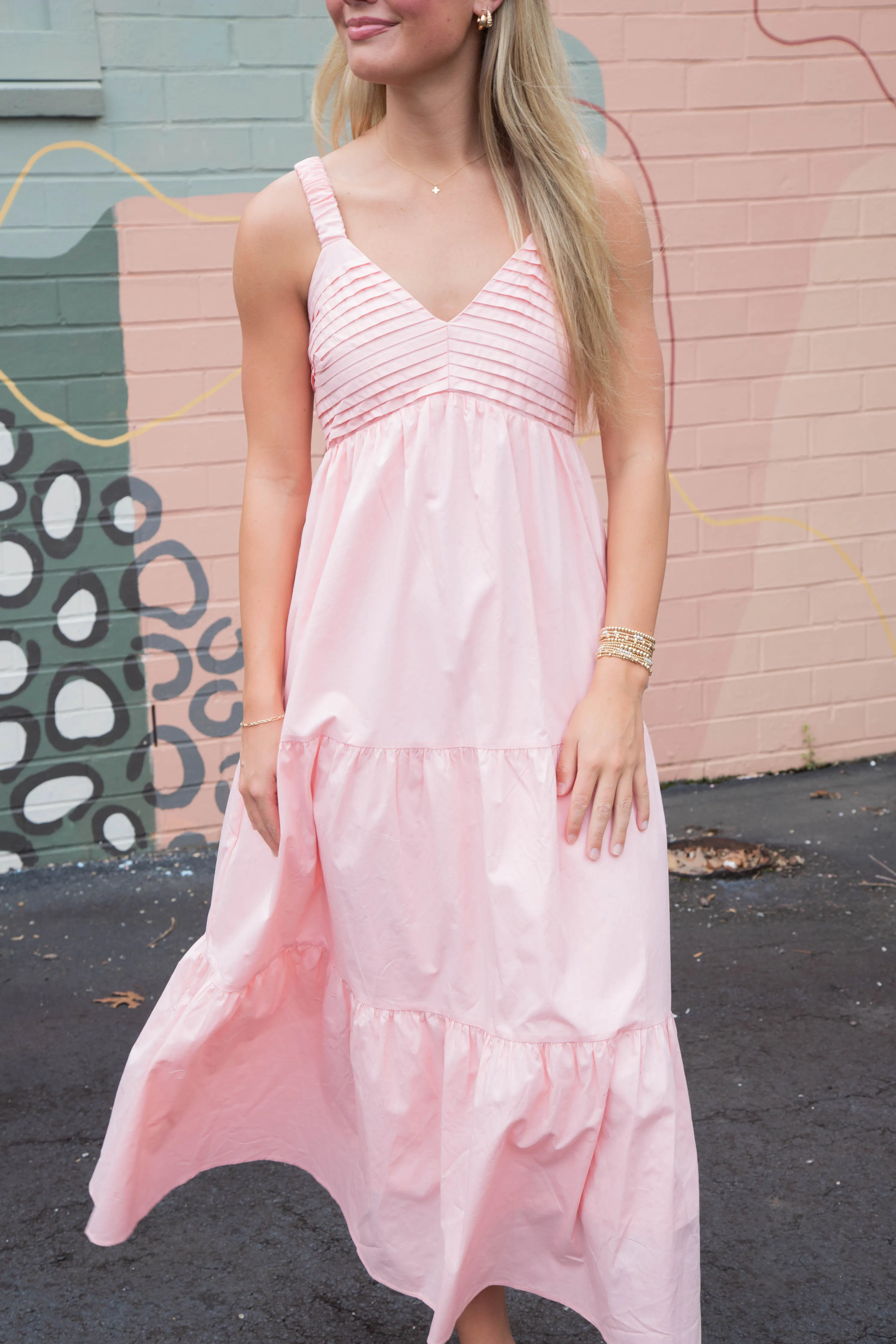 Lena Pintuck Detail Maxi Dress, Light Pink