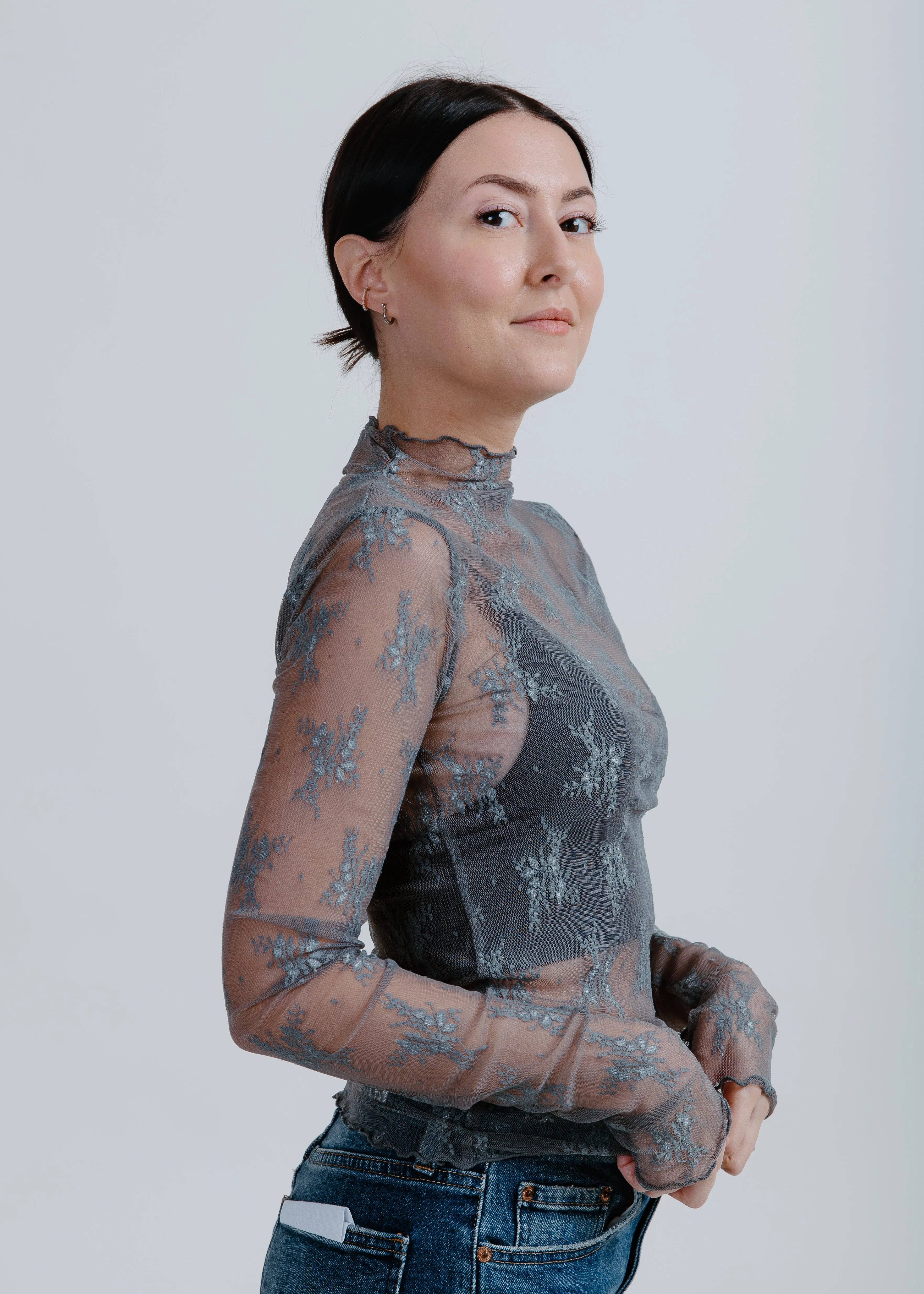 Liana Lace Top - Slate
