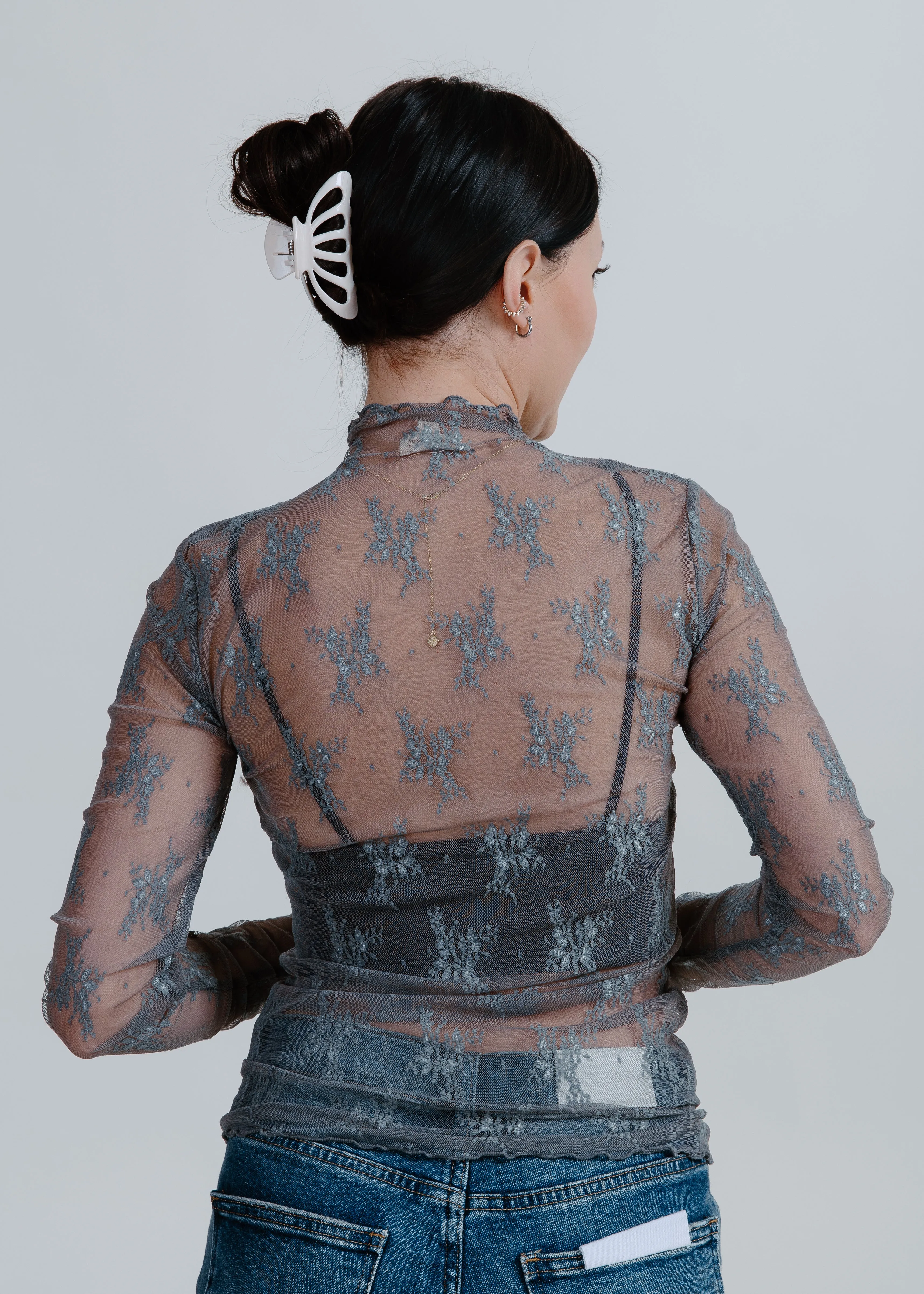 Liana Lace Top - Slate