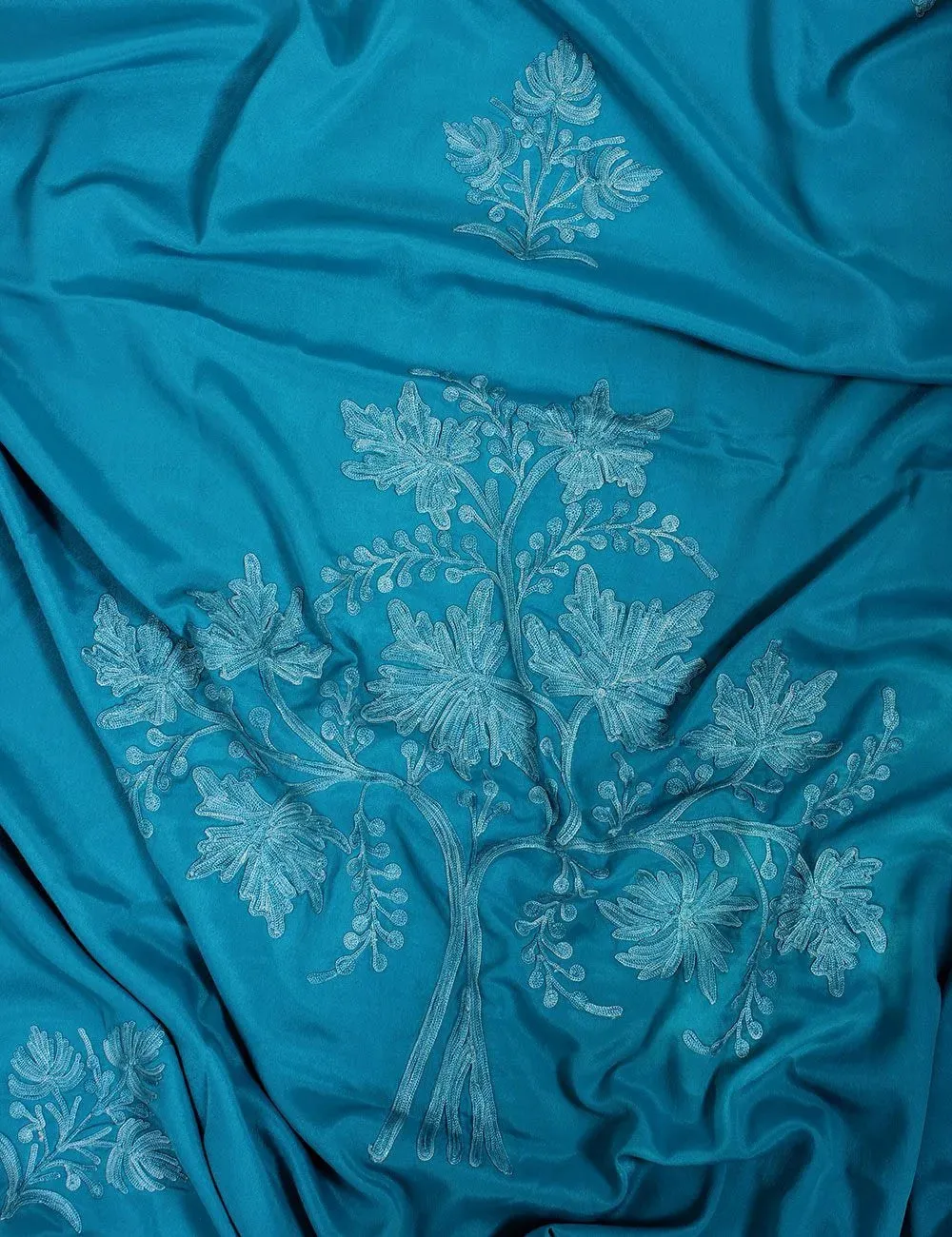 Light Blue Embroidered Silk Kaftan
