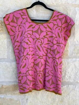 Light pink and Mustard Jalapa Blouse M/L