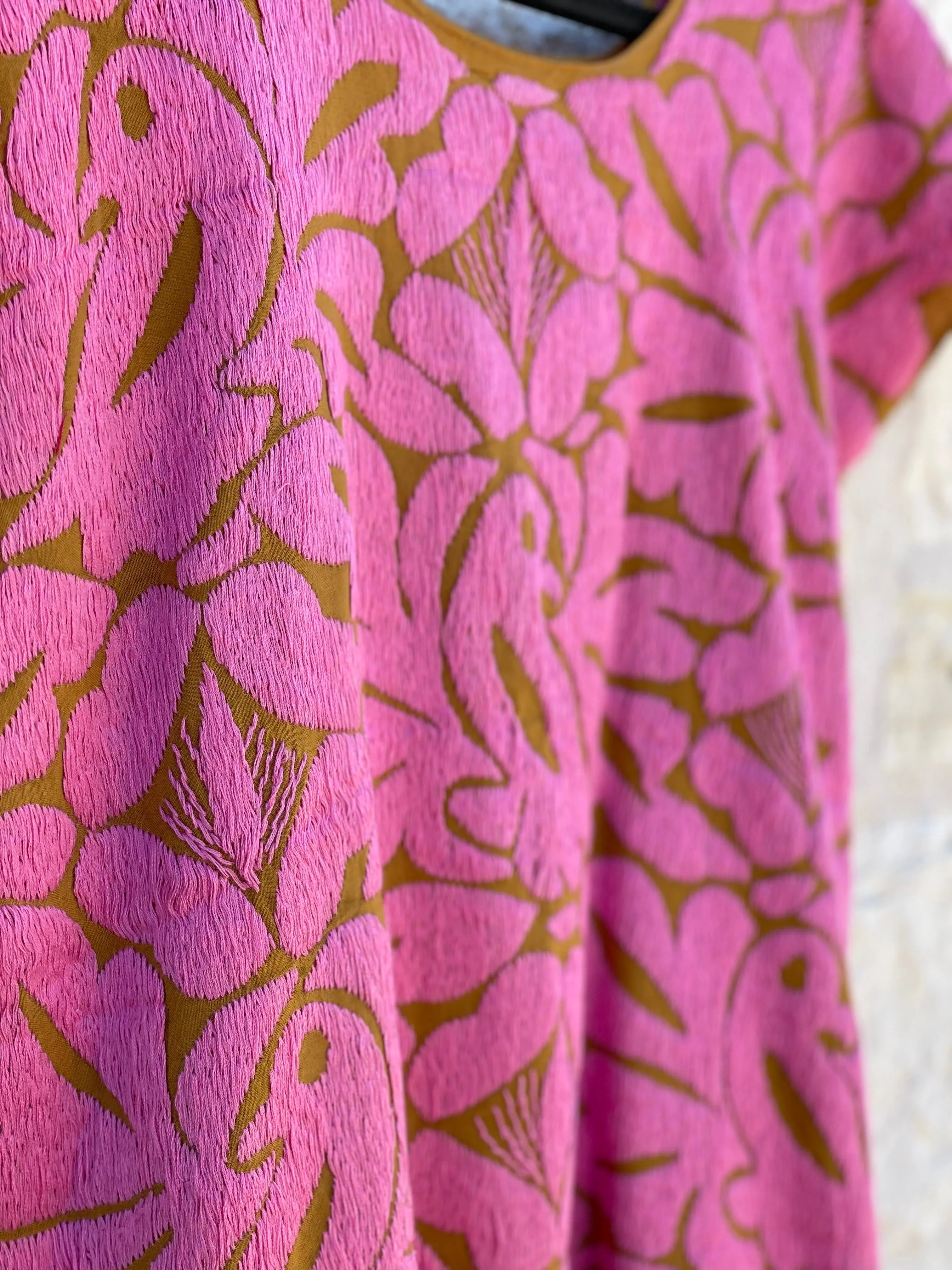 Light pink and Mustard Jalapa Blouse M/L