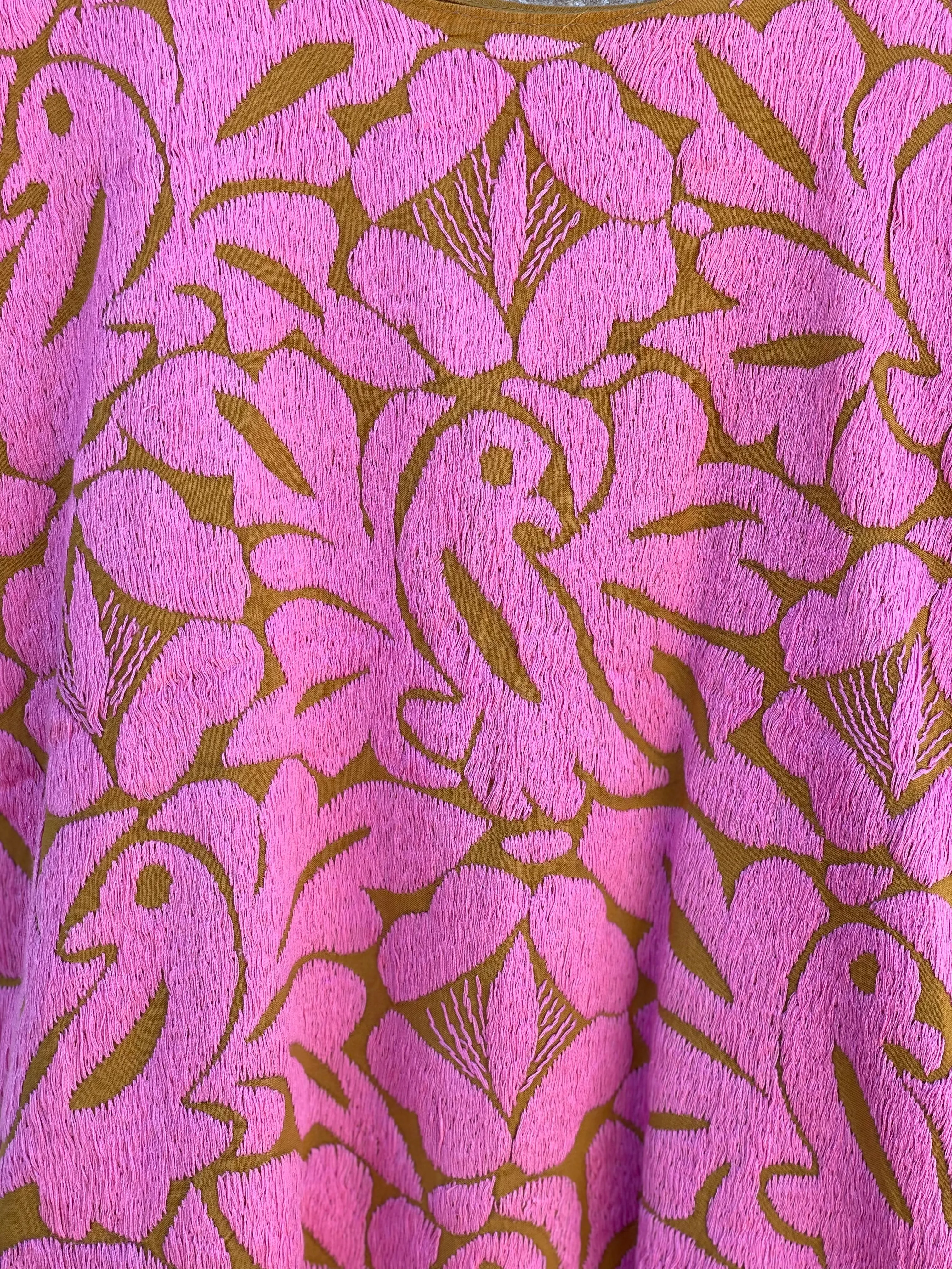 Light pink and Mustard Jalapa Blouse M/L