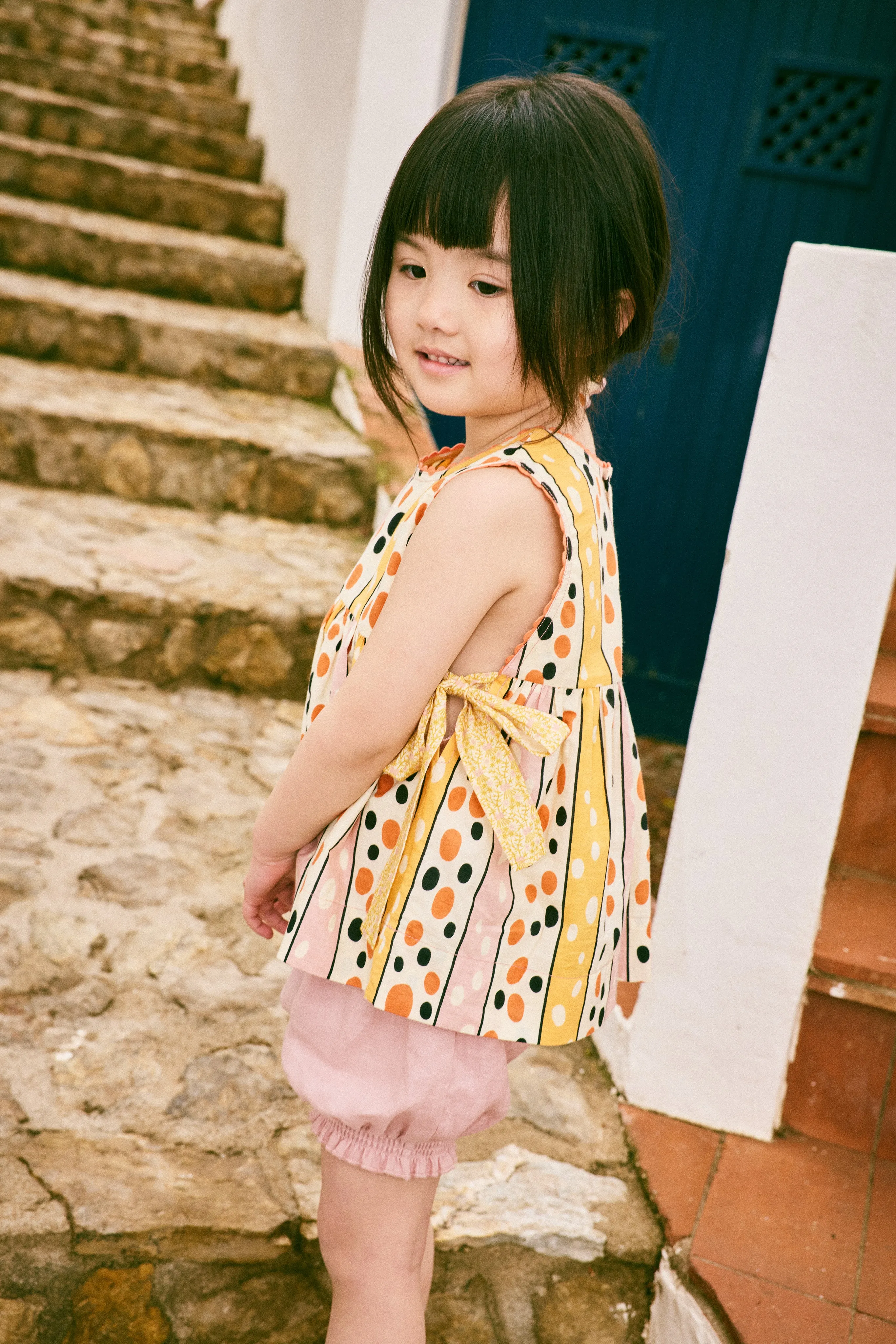 Lottie Top, Frangipani Polka-Stripe
