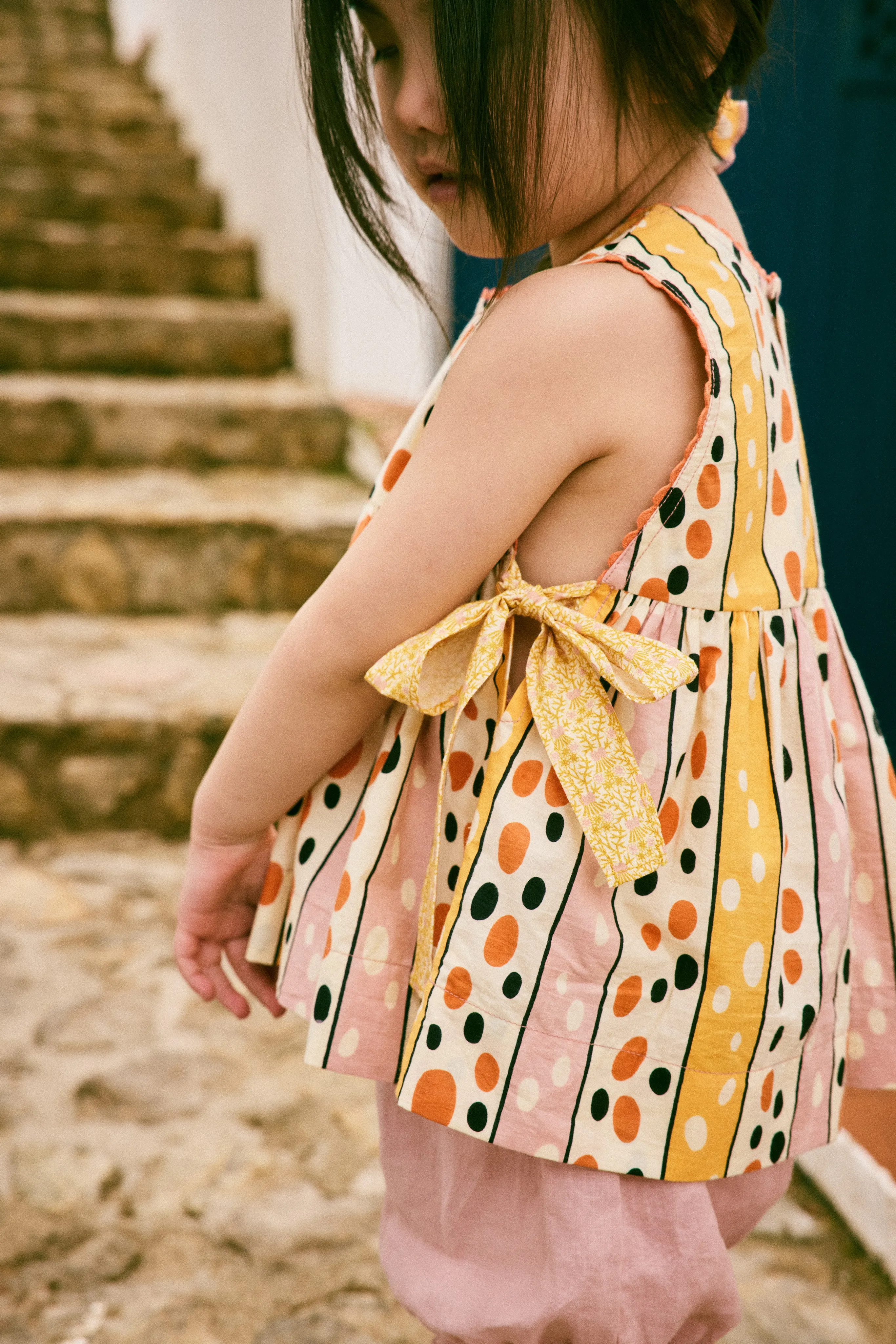 Lottie Top, Frangipani Polka-Stripe